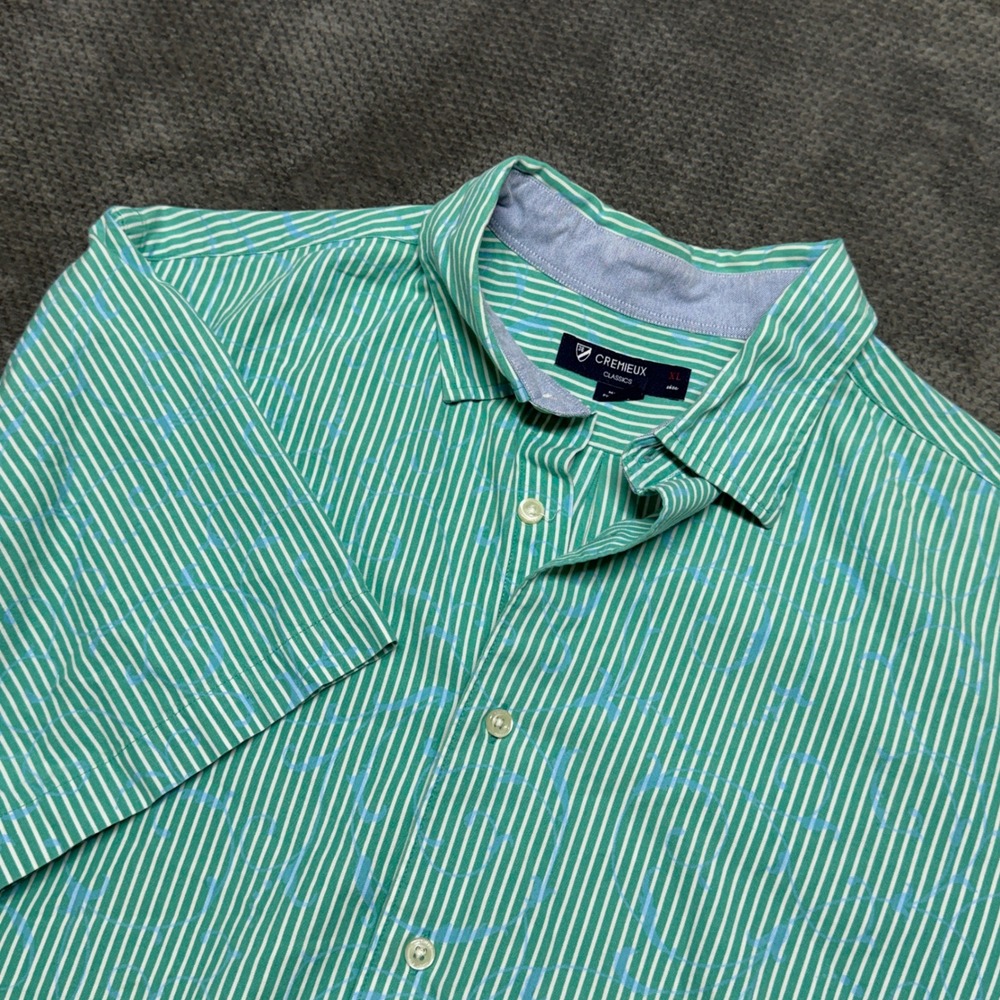 Cremieux Classics Mens XL Striped Short Sleeve Button Down Shirt 100% Cotton